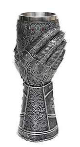 Medieval Knight Celtic Cross Gauntlet Style Wine Goblet 9" H