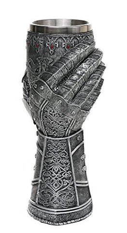 Medieval Knight Celtic Cross Gauntlet Style Wine Goblet 9" H