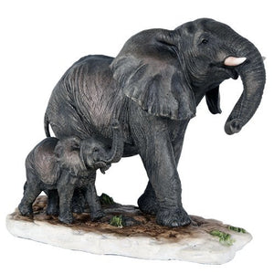 African Elephant with Baby Elephant Endangered Wildlife Collectible Figurine Statue Decor Gift