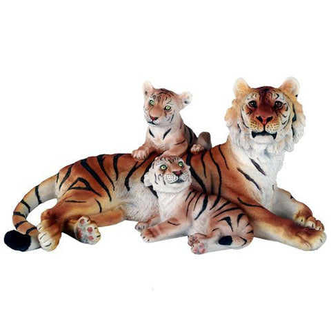 Wildlife Bengal Tiger With Cubs Big Cat 12.5 Inch Lifelike Collectible Statue