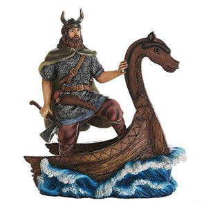 Ancient Nordic Viking Warrior on Viking Ship Collectible Figurine 8 Inch Tall