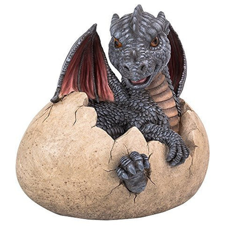 Garden Dragon Hatchling Decorative Accent Sculpture Stone Finish 10 Inch Tall