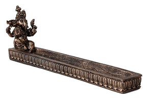 Hindu God Ganesha Stick Incense Holder Cold Cast Bronze 10 Inch Length