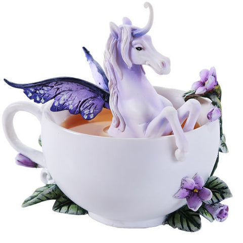 Amy Brown Enchanted Purple Unicorn Tea Coffee Cup 2016 Collection Flower Vines