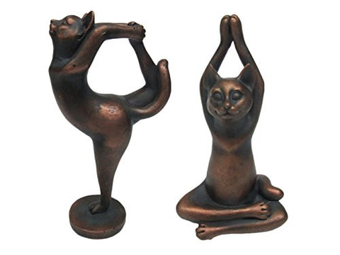 Zen Garden Inner Peace Yoga Cats Set of 2 Figurine Collectible Sculpture Decor 5 inch Tall