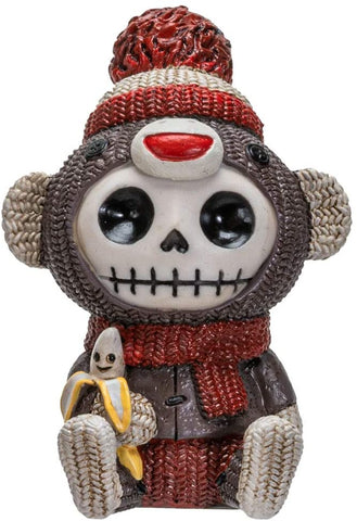Furrybones Summit Collection Sock Munky Figurine Decorative Signature Skeleton in Stuffed Toy Sock Monkey Costume 3 Inch Tall Collectible Statue