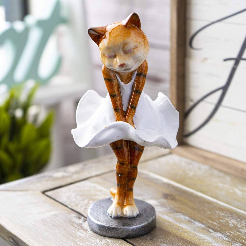 SUMMIT COLLECTION Creative Laughter Funny Feline Figurine Novelty Ornaments Tabletop Decor Polyresin Marilyn Cat Figurine (Diva Cat)