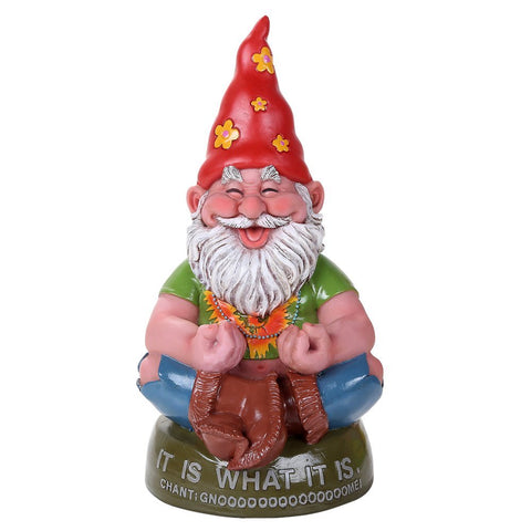 Hippie Gnome Meditating "It Is What It Is" Garden Gnome Statue