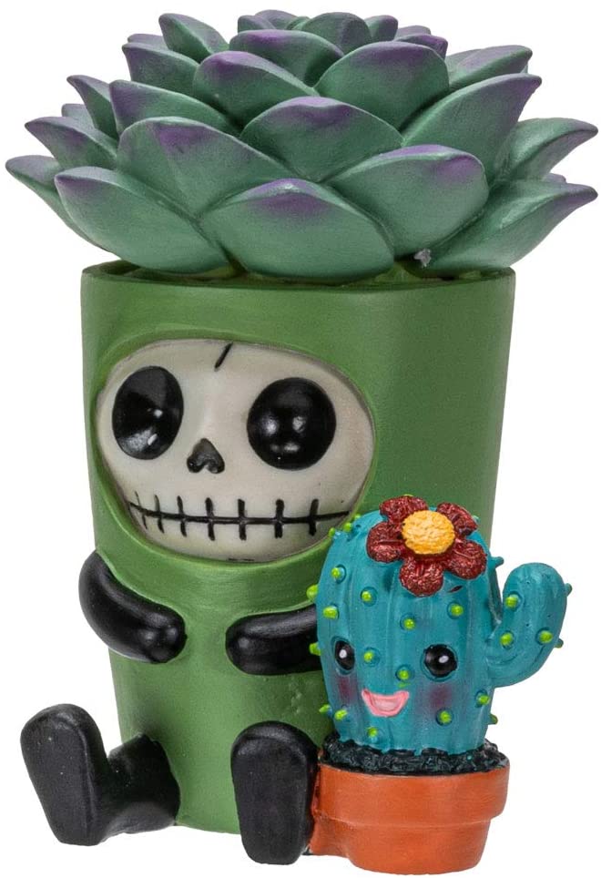 Furrybones Summit Collection Echy Figurine Decorative Signature Skeleton in Succulent Cactus Plant Costume 3 Inch Tall Collectible Statue