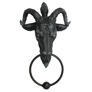 Baphomet Lucifer Satanic Demon Goat Pagan Occult Resin Door Knocker with Cast Iron Knocker