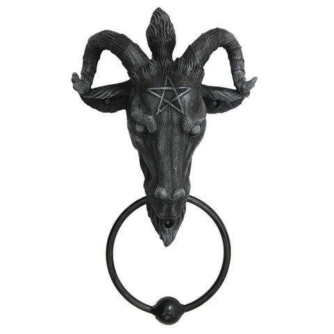 Baphomet Lucifer Satanic Demon Goat Pagan Occult Resin Door Knocker with Cast Iron Knocker