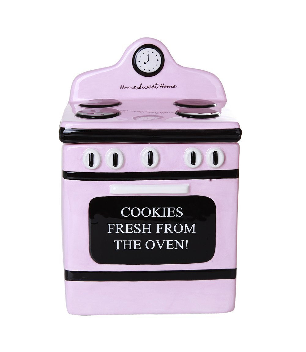 Retro Oven Freshly Baked Ceramic Cookie Jar with Air Tight Lid 8 inch Tall