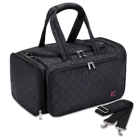 KIOTA Pro Nail Artist Storage Bag, Manicure Storage Bag, Soft Sided Beauty Organizer Cosmetic Bag with Pockets, Shoulder Strap, Midnight Black