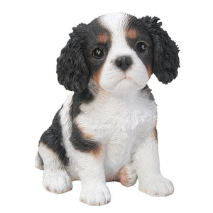 Adorable Seated King Charles Spaniel Puppy Collectible Figurine