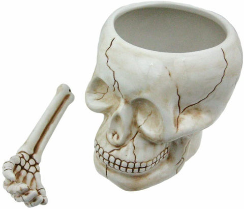 Cool Ceramic Skull Bowl with Bone Spoon
