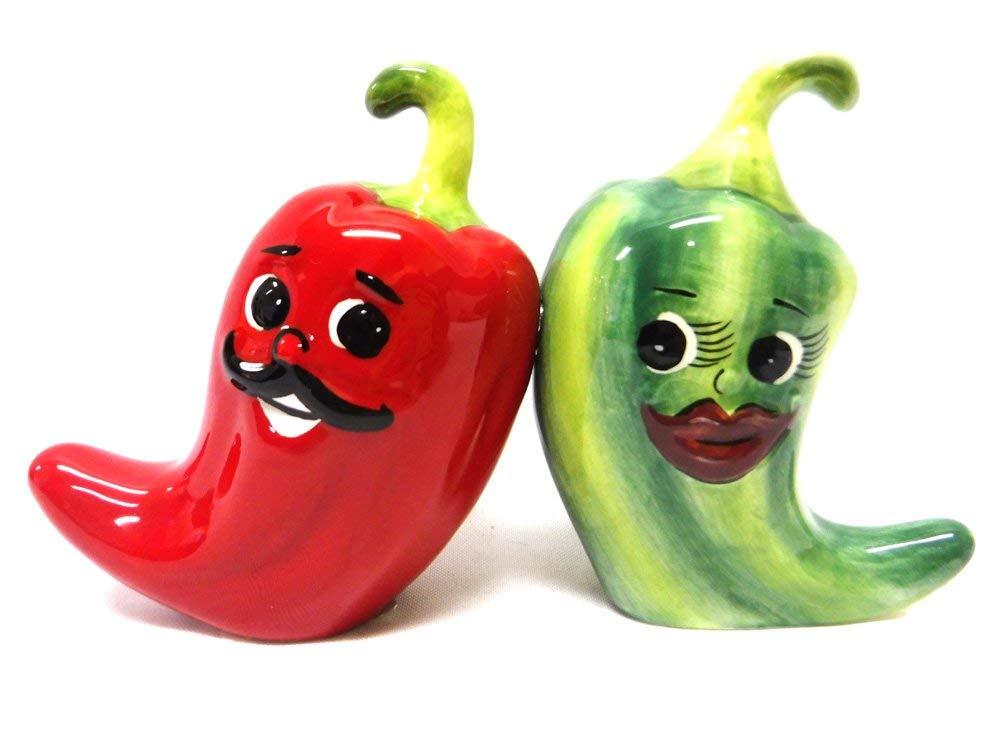 Hot Chili Peppers Mexican Ceramic Magnetic Salt and Pepper Shaker Set Jalapenos