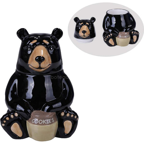 Black Bear Cookie Ceramic Cookie Jar Kitchen Decor Honey