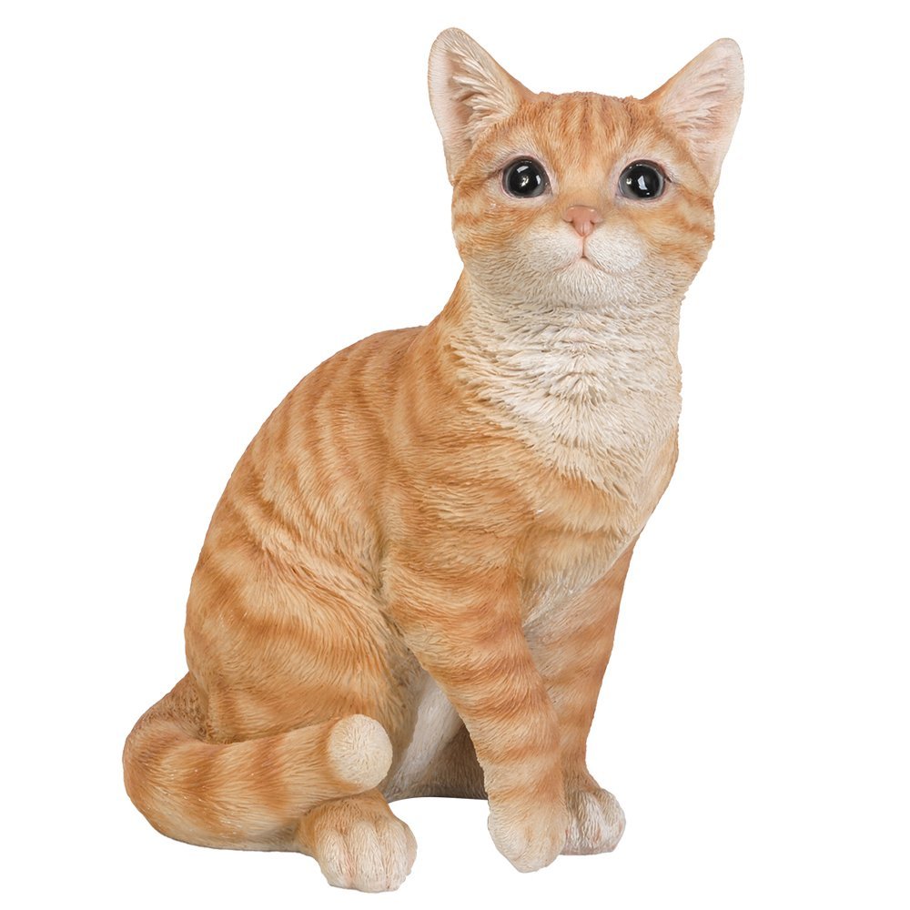 Realistic Looking Orange Tabby Cat Kitten Collectible Figurine Glass Eyes
