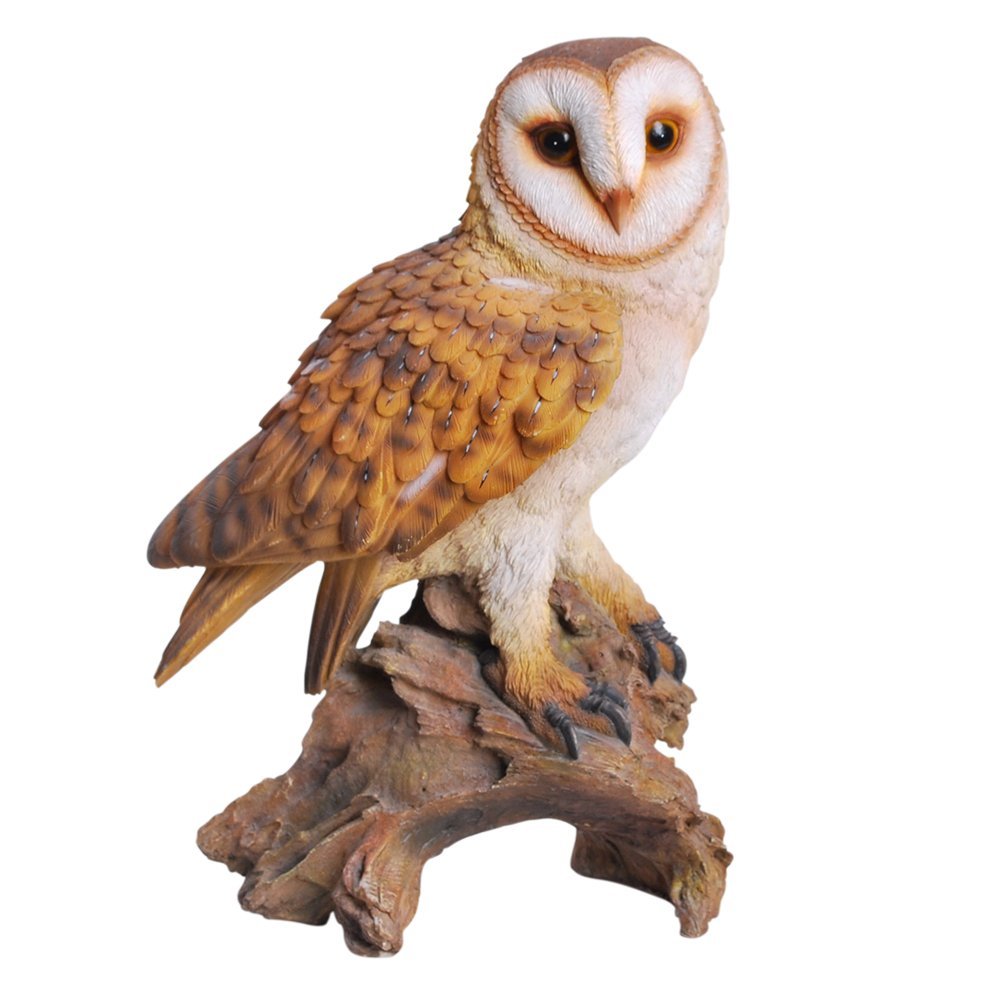 Realistic Looking Barn Owl Perched On Stump Statue Life Size Statue