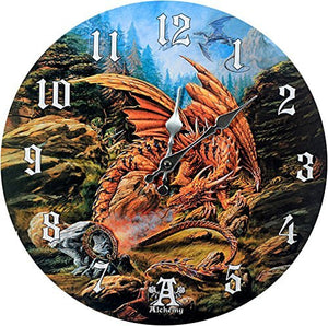 Dragons of Runnering Wall Clock By Alchemy Gothic Round Plate 13.5"D