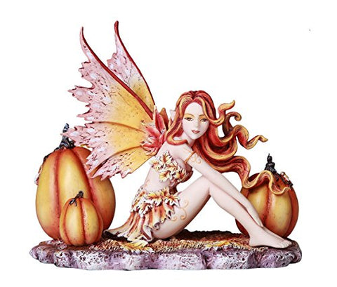 Autumn Pumpkin Fairy Fall Decorative Statue by Artist Amy Brown Tabletop Decorative Accent