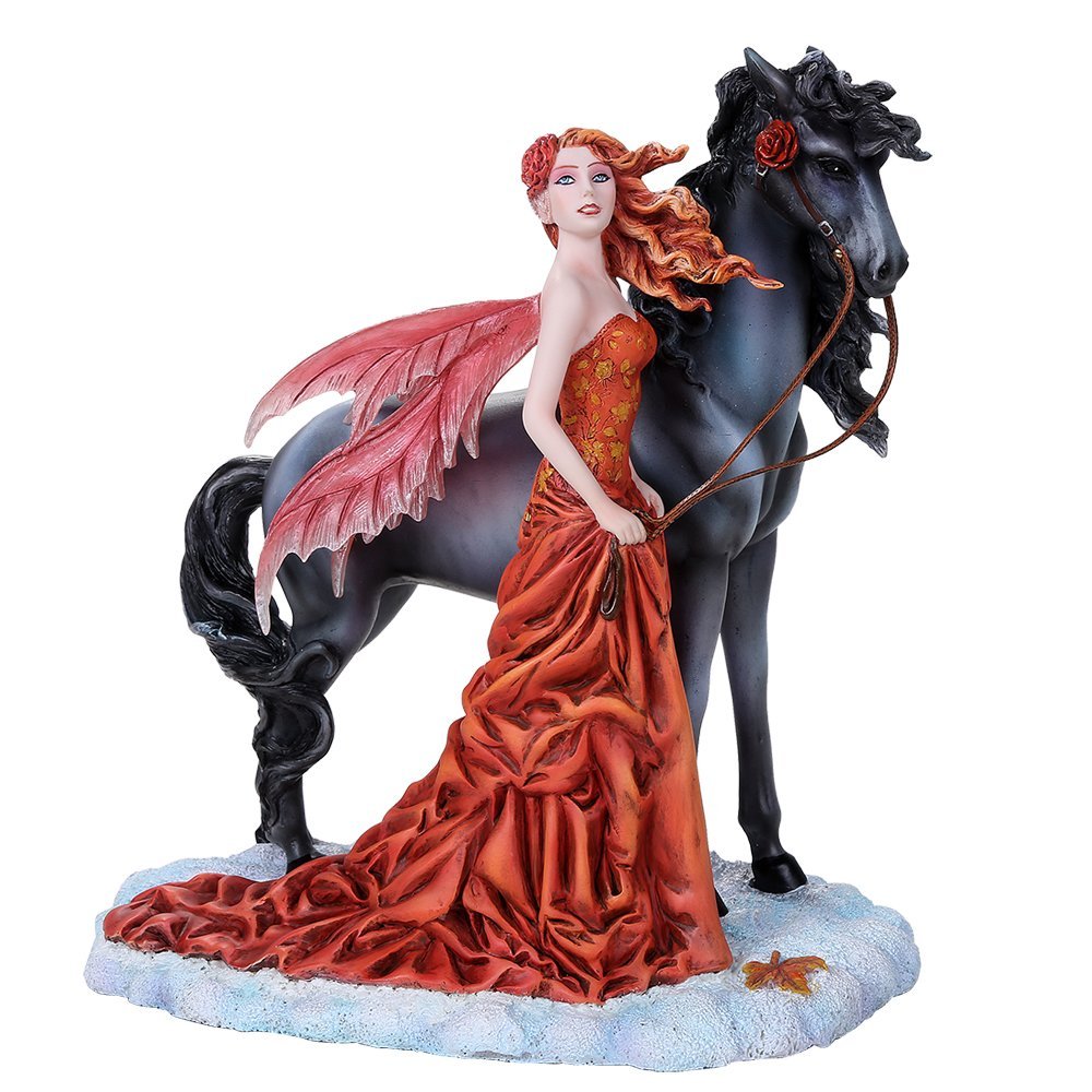 Echoes of Autumn Black Stallion Elegant Red Rose Fairy Nene Thomas