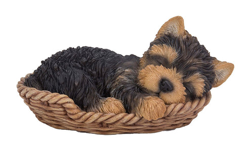 Yorkie Puppy in Wicker Basket Pet Pals Collectible Dog Figurine