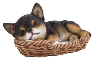 Chihuahua Puppy in Wicker Basket Pet Pals Collectible Dog Figurine