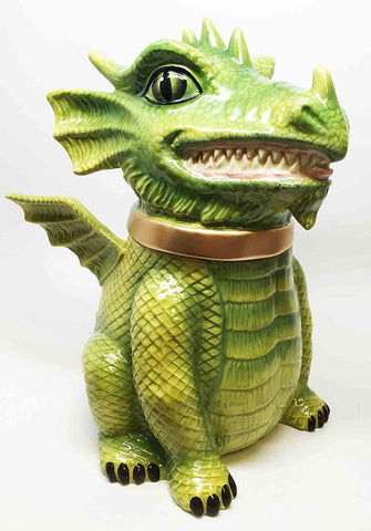Fierce Green Dragon Cute Cookie Ceramic Cookie Jar Kitchen Decor