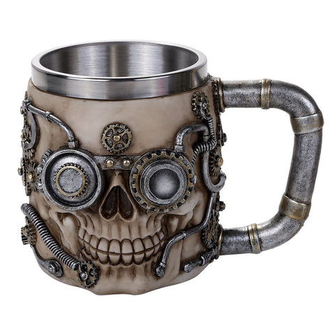 Steampunk Gear Head Skull Mug Gothic Tankard Beer Mug Drinking