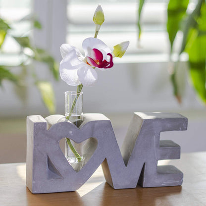 Modern Contemporary Home Decor Polished Concrete Love Single Stem Bud Vase Glass Tube Flower Vase Decorative Wedding Cen