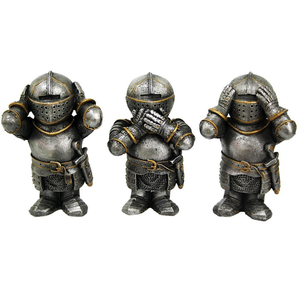Medieval Knights See No Evil Speak No Evil Hear No Evil Funny Collectible