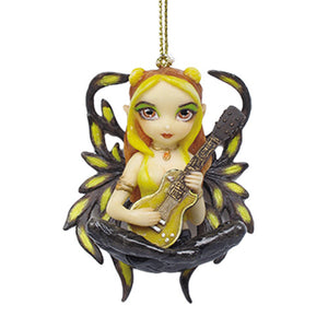 PTC Golden Guitar Winged Fairy Girl Decorative Figurine Ornament