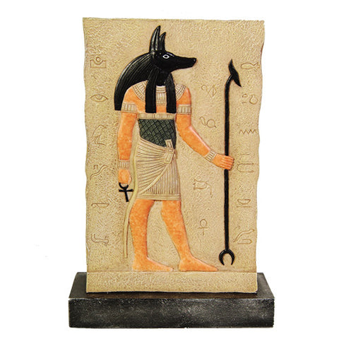 6.75 Inch Egyptian Anubis Decorative Figurine Plaque with Stand