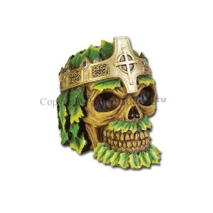 PTC 4 Inch Resin Greenman Swamp King Color Skull Desktop Figurine
