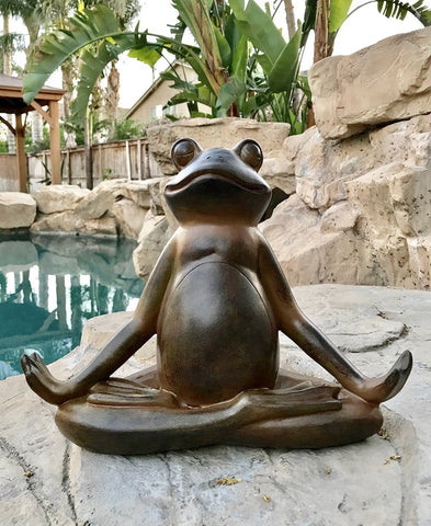 The Inner Peace of A Frog Yoga Toad In Meditation Figurine Collectible Sculpture Garden Decor 11 inch Tall