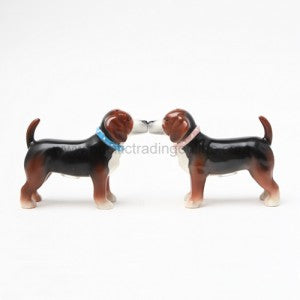 Cute Attractive Beagles Puppies Magnetic Ceramic Salt and Pepper Shaker Set