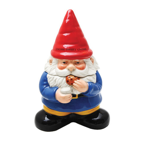 Gnome Sweet Gnome Cookie Jar Handpainted Kitchen Ceramic Collectible Decoration