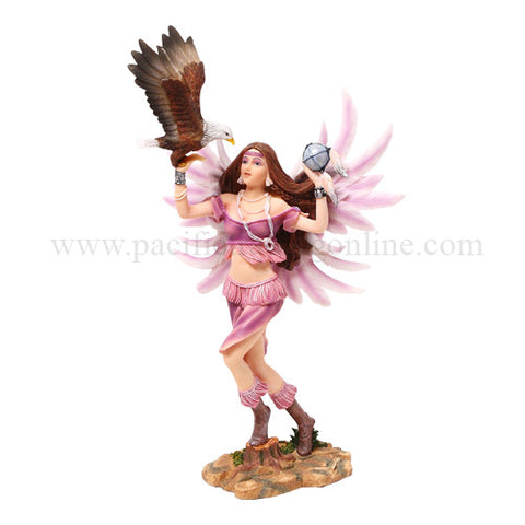 12 Inch Pink Fairy with Bald Eagle Mythological Statue Figurine