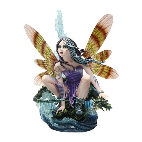 PTC 13.75 Inch Fairy with Blue Dragon Mythological Statue Figurine