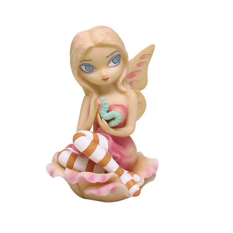 4.5 Inch Sick Rose Fairy with Worm Sitting in Petals Statue Figurine