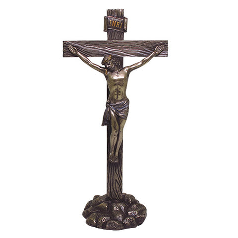 12.25 Inch Jesus Christ on The Crucifix Statue Figurine with Stand