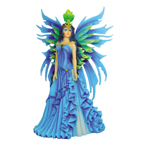 PTC Blue and Green Peacock Winged Princess Fairy Statue Figurine