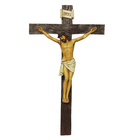 PTC 30.25 Inch Jesus on Crucifix Resin Religious Wall Statue Figurine