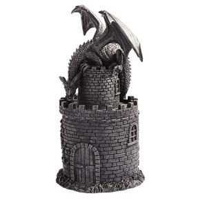 PTC 6 Inch Roaring Dragon on Castle Tower Jewelry/Trinket Box Figurine