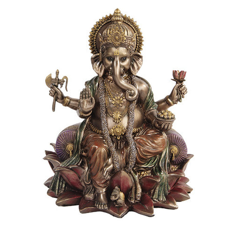 PTC 7.5 Inch Seated Ganesha Mythological Indian Resin Statue Figurine
