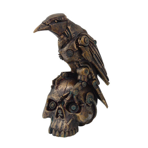 PTC 6 Inch Steampunk Inspired Raven on Skull Resin Statue Figurine