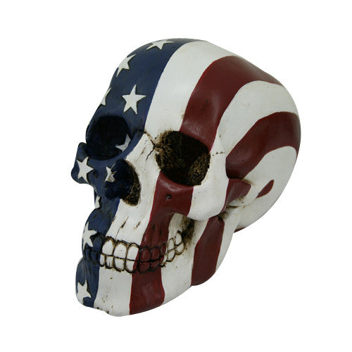 PTC Pacific Giftware Stars and Stripes American Flag Pattern Skull Statue Figurine, 7" L