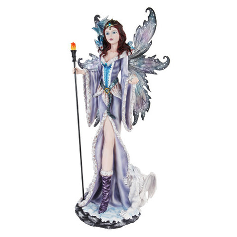 PTC 27 Inch Winter Wonderland Fairy with Baby Dragon Statue Figurine