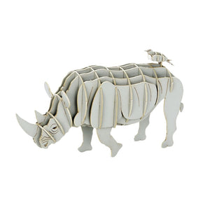 Japanese Art of Paper Craft Rhinoceros Premium 3D Paper Puzzle Educational Model Kit Challenge Gift Made in Japan